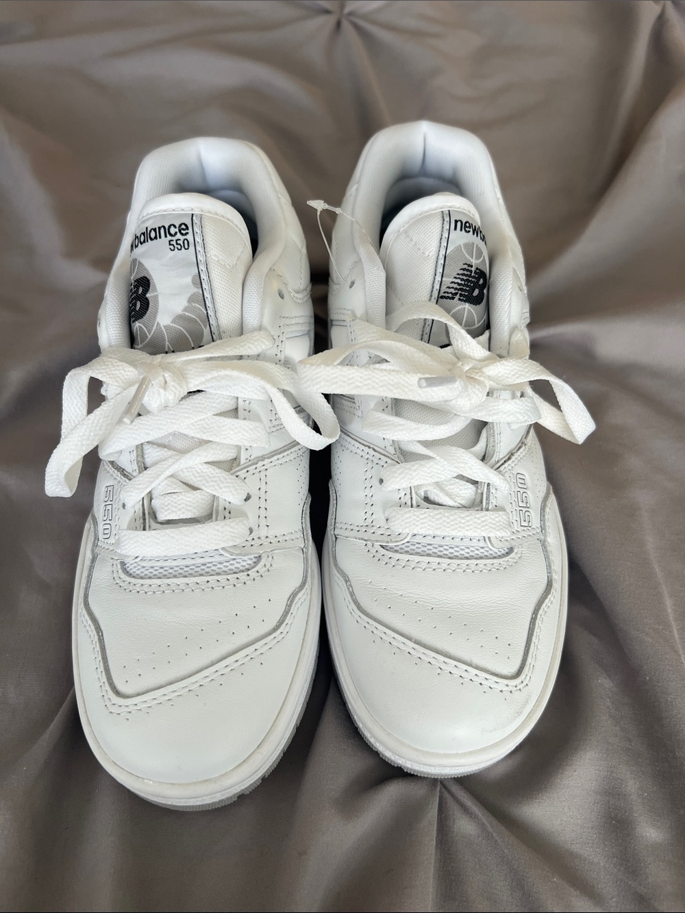 New Balance Kids White Leather Sneakers